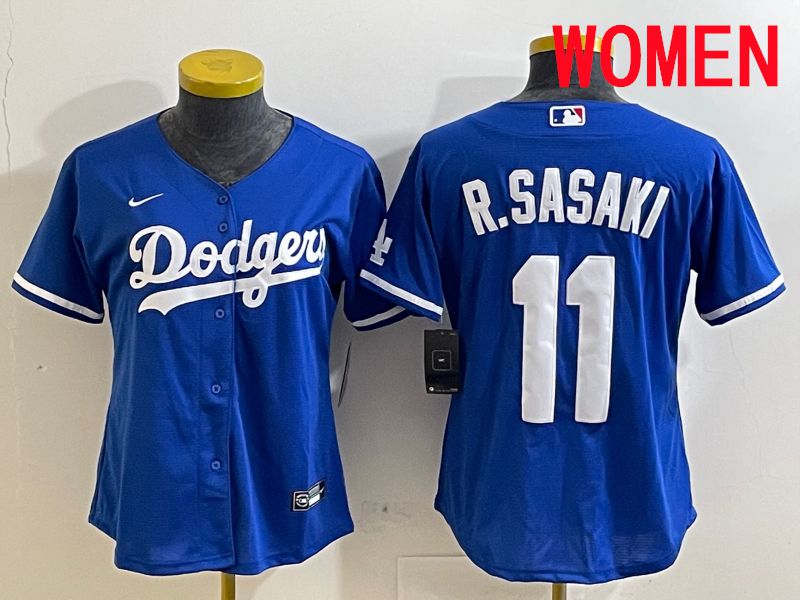 Women Los Angeles Dodgers #11 R.Sasaki Blue Game 2025 Nike MLB Jersey style 1->women mlb jersey->Women Jersey